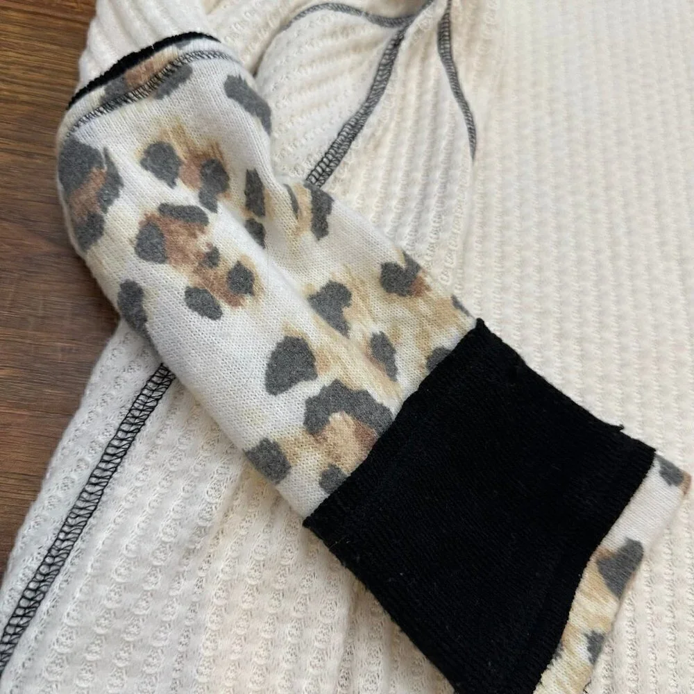 Free People Leopard Sleeves Thermal Top
